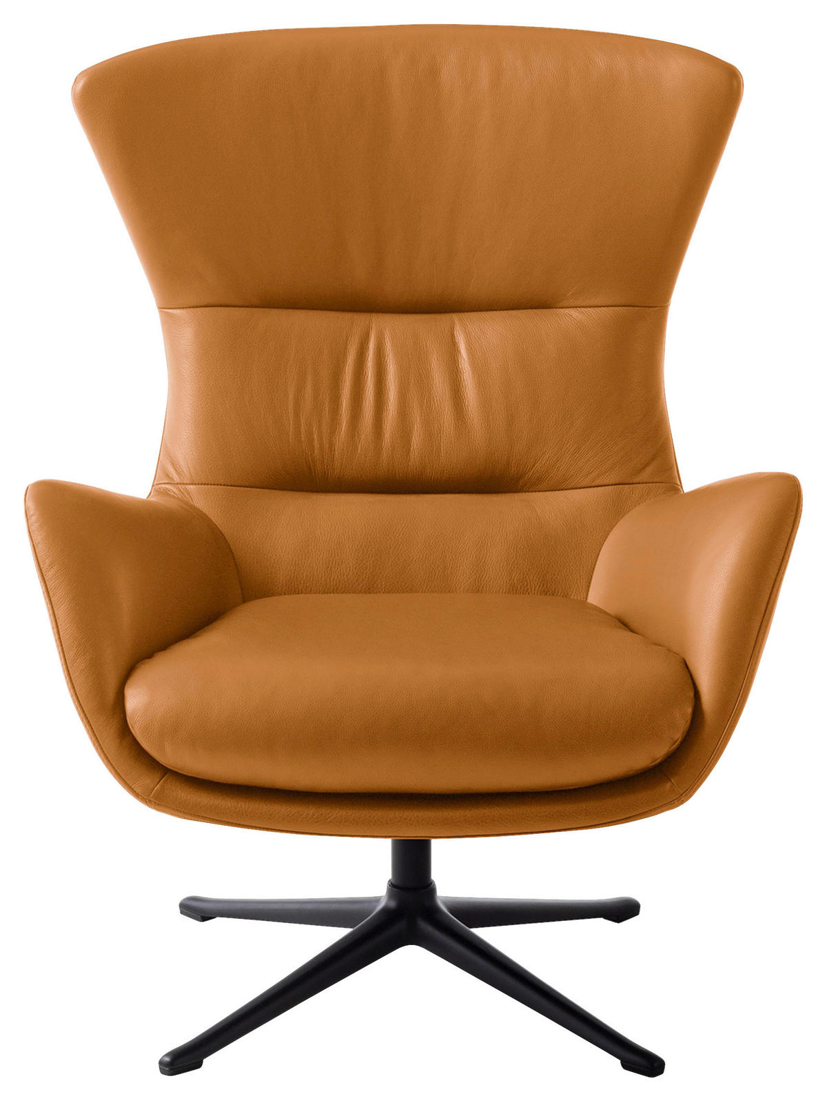 OHRENSESSEL in Cognac  - Cognac/Schwarz, Design, Leder/Metall (84/104/96cm) - home24