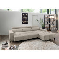 ECKSOFA Beige Chenille  - Beige/Schwarz, KONVENTIONELL, Textil/Metall (276/188cm) - Livetastic