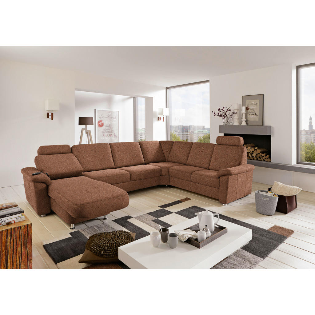 Thumbnail - Beldomo System Wohnlandschaft, Braun, Textil, 6-Sitzer, U-Form, 330x240 cm, Goldenes M, Typenauswahl, Bettkasten erhältl...