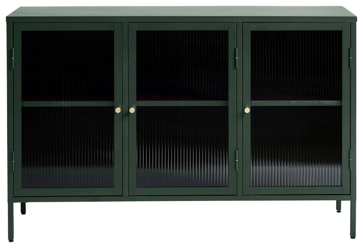SIDEBOARD Grün, Goldfarben  132/85/40 cm  - Goldfarben/Grün, MODERN, Glas/Metall (132/85/40cm) - Lomoco