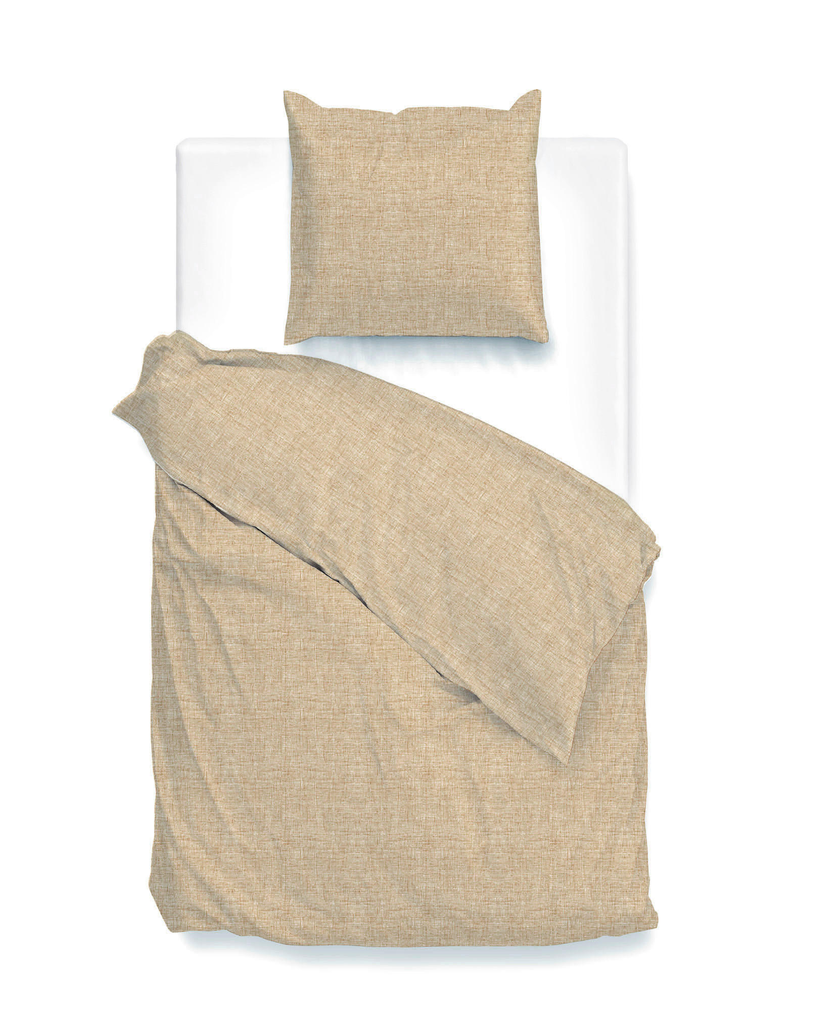 BETTWÄSCHE 2-teilig Lino Renforcé 135/200 cm  - Hellbraun, Basics, Textil (135/200cm)
