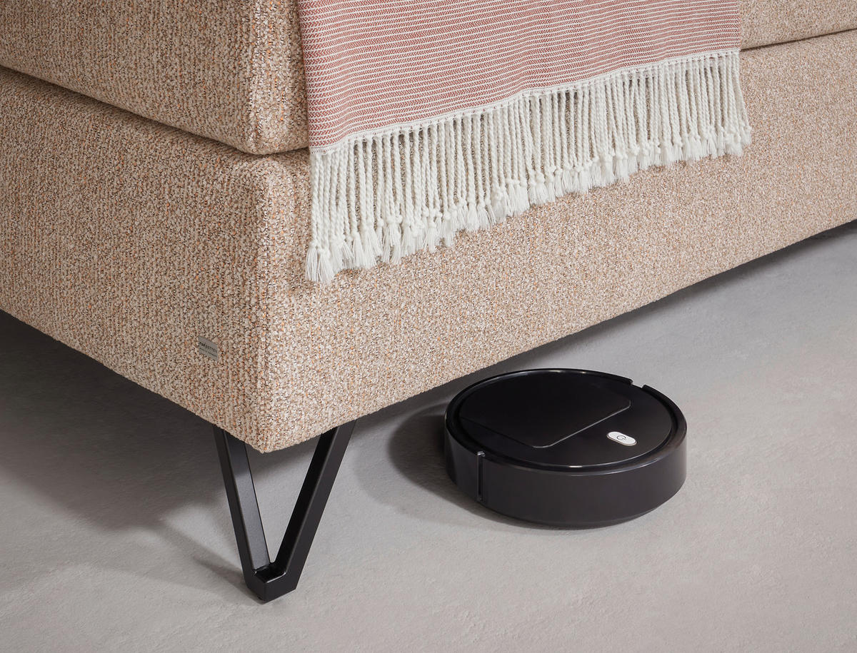 BOXSPRINGBETT 120/200 cm,  in Beige, H2 = mittel  - Beige/Schwarz, Design, Textil/Metall (120/200cm) - RUF Betten