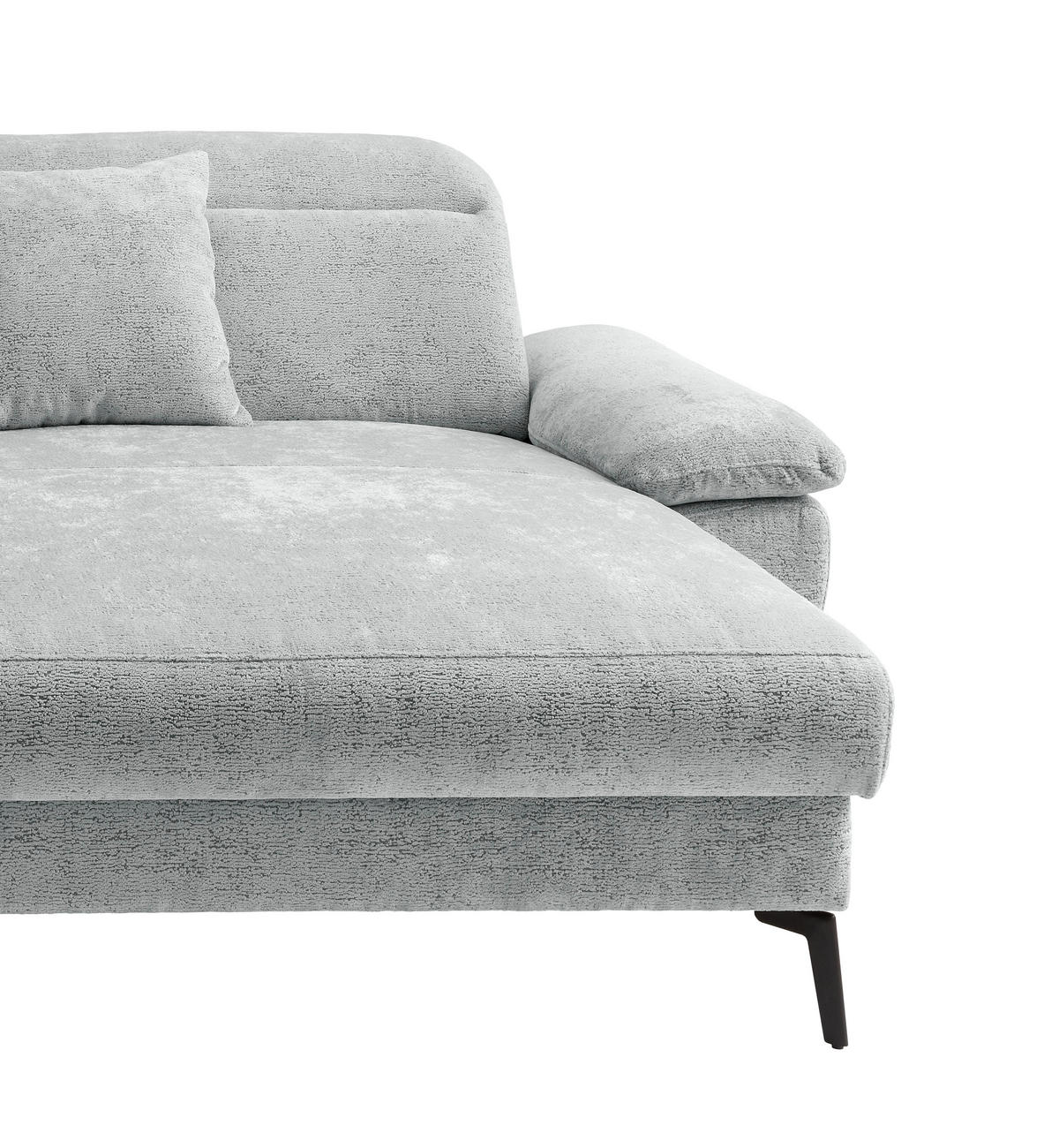 ECKSOFA CANCELLI Blau Struktur Zierkissen, Kopfteilverstellung  - Blau/Schwarz, KONVENTIONELL, Textil/Metall (300/178cm) - Livetastic