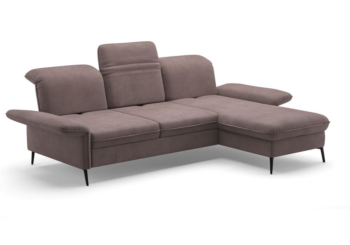 ECKSOFA in Flachgewebe Taupe  - Taupe/Schwarz, Konventionell, Textil/Metall (264/198cm) - Sit & More