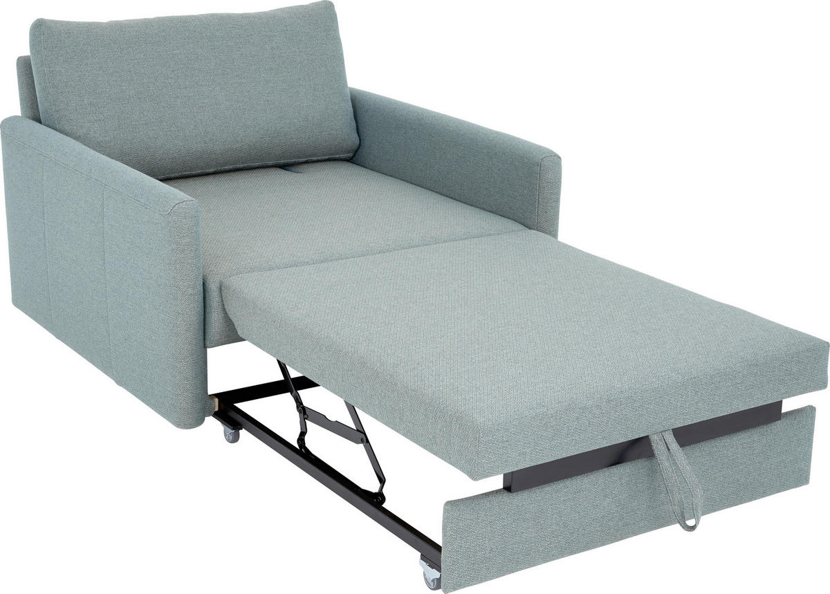 SCHLAFSESSEL Flachgewebe Türkis, Beige    - Türkis/Chromfarben, Design, Textil/Metall (96/88/120cm) - Bali