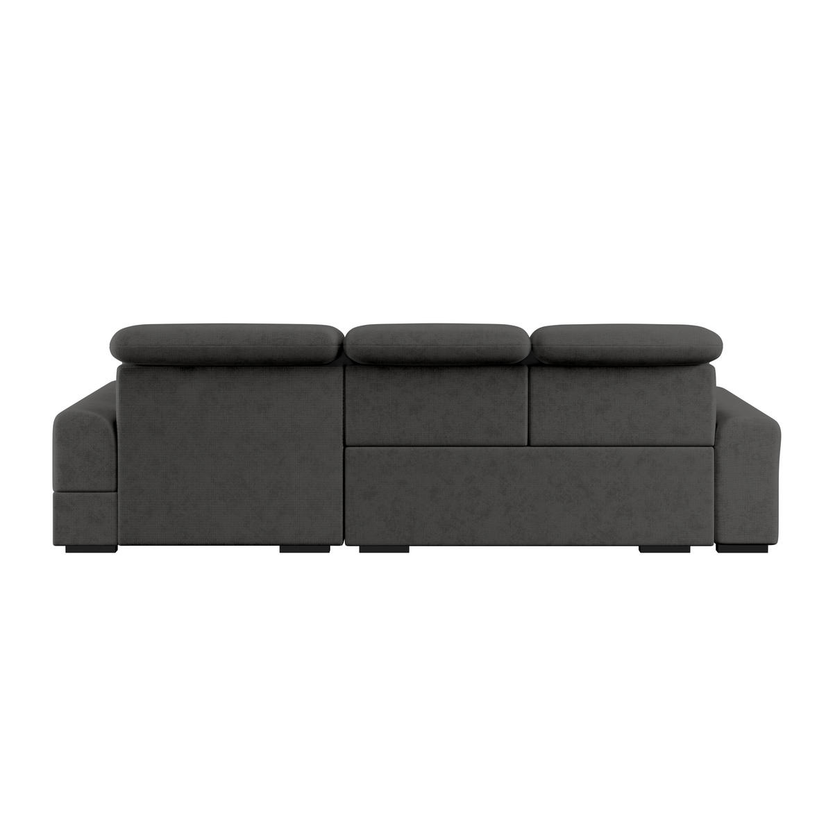 ECKSOFA Graphitfarben Chenille Rücken echt, Kopfteilverstellung  - Schwarz/Graphitfarben, KONVENTIONELL, Holz/Textil (286/203cm) - MID.YOU