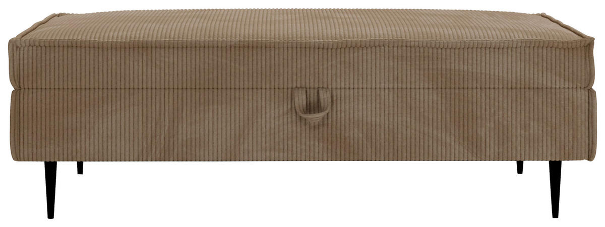 HOCKER in Textil Hellbraun  - Hellbraun/Schwarz, Design, Textil/Metall (135/45/75cm) - Livetastic