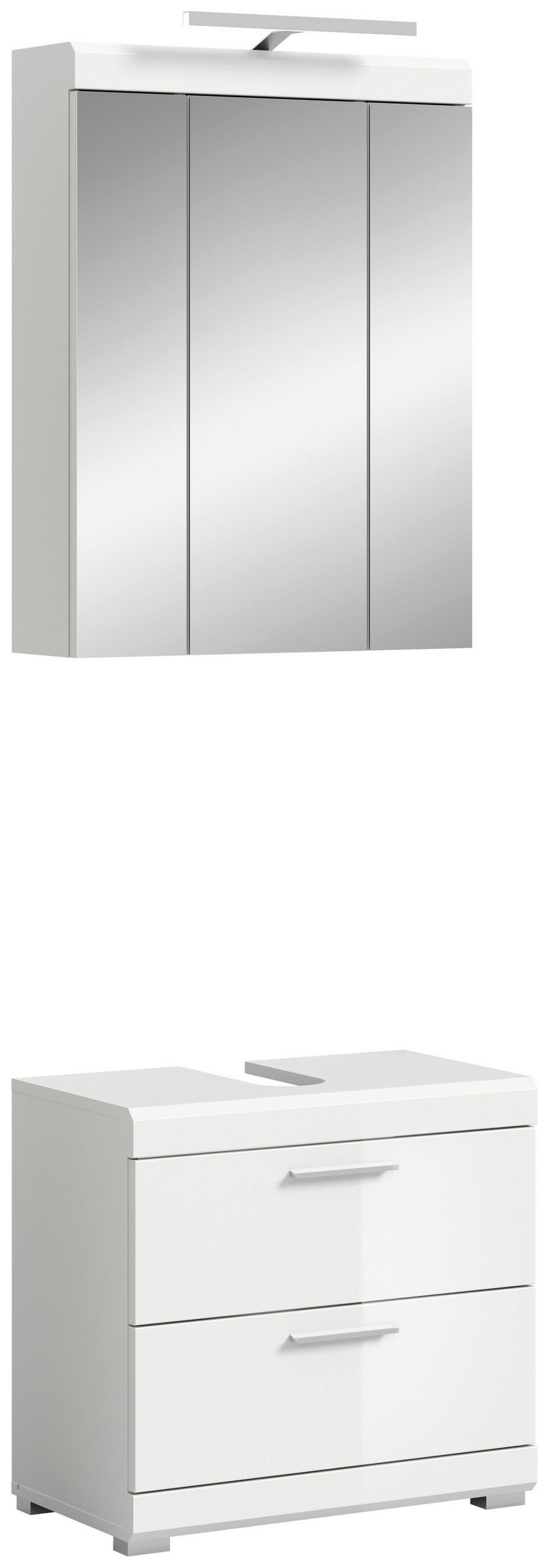 BADEZIMMER 2-teilig  in 60 cm  - Weiss Hochglanz/Weiss, Modern, Glas/Holzwerkstoff (60cm) - MID.YOU
