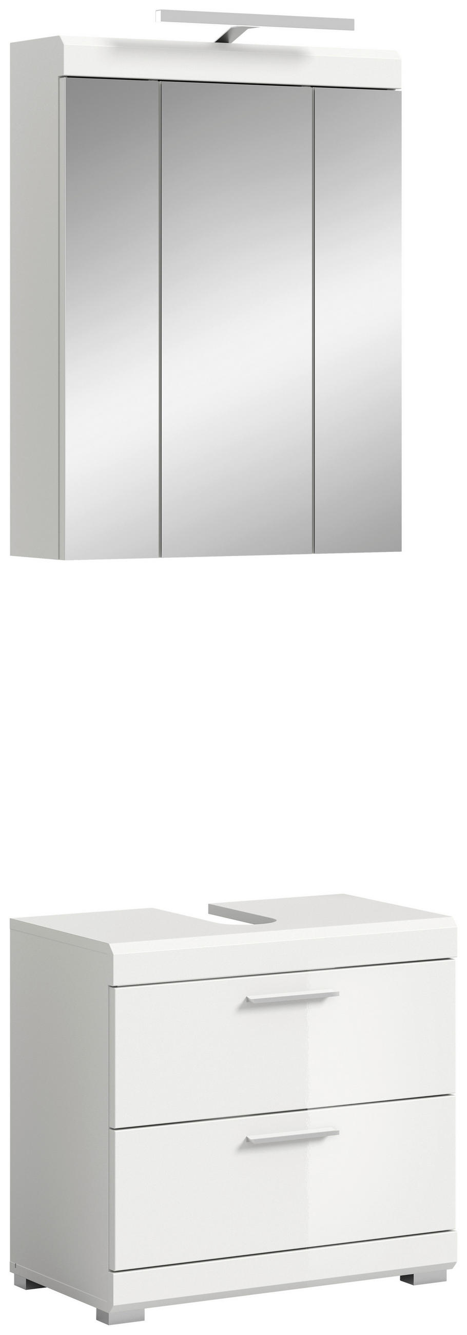 BADEZIMMER 2-teilig  in 60 cm  - Weiss Hochglanz/Weiss, Modern, Glas/Holzwerkstoff (60cm) - MID.YOU
