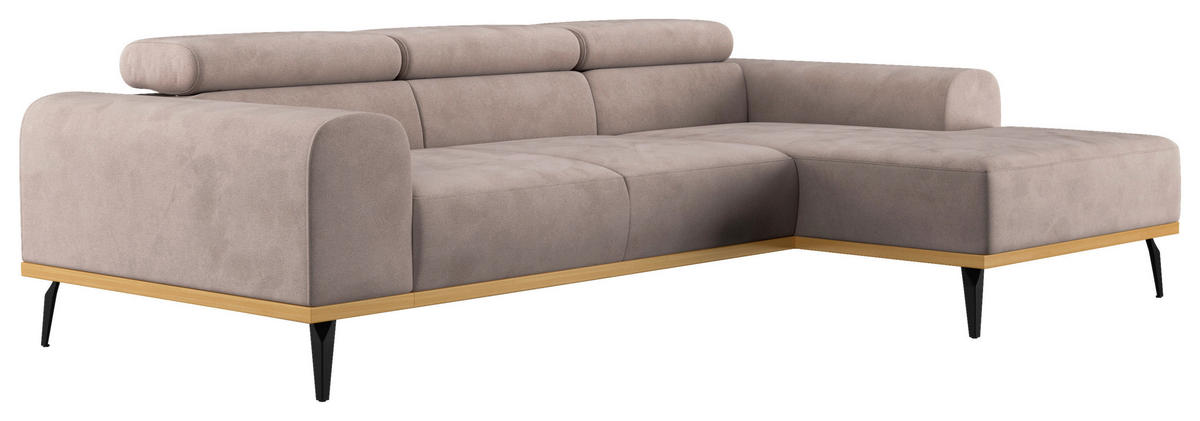 ECKSOFA Sandfarben Mikrofaser  - Sandfarben/Schwarz, KONVENTIONELL, Textil/Metall (244/157cm) - Cotta