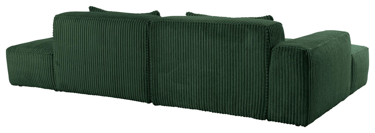 ECKSOFA BILLUND Dunkelgrün Cord Nierenkissen  - Dunkelgrün/Schwarz, KONVENTIONELL, Kunststoff/Textil (294/165cm) - Livetastic