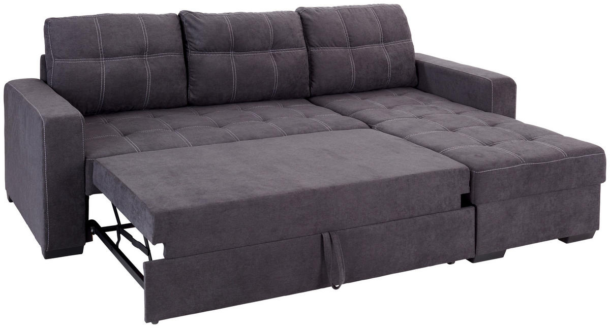 ECKSOFA in Mikrofaser Dunkelgrau  - Weiss/Dunkelgrau, Design, Kunststoff/Textil (240/160cm) - Livetastic