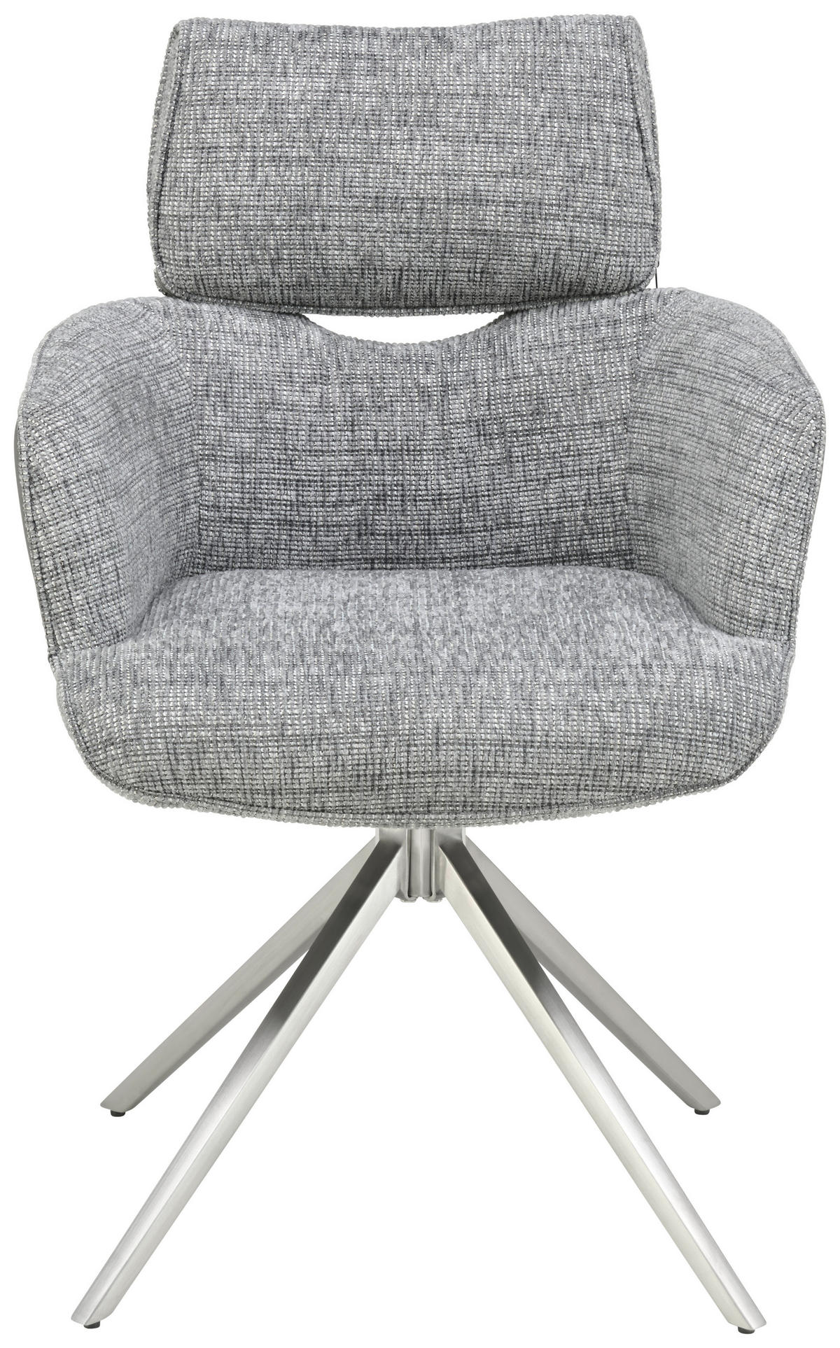 ARMLEHNSTUHL  in Edelstahl Webstoff, Mikrofaser  - Edelstahlfarben/Grau, KONVENTIONELL, Textil/Metall (59,5/90,5/64,5cm) - Livetastic