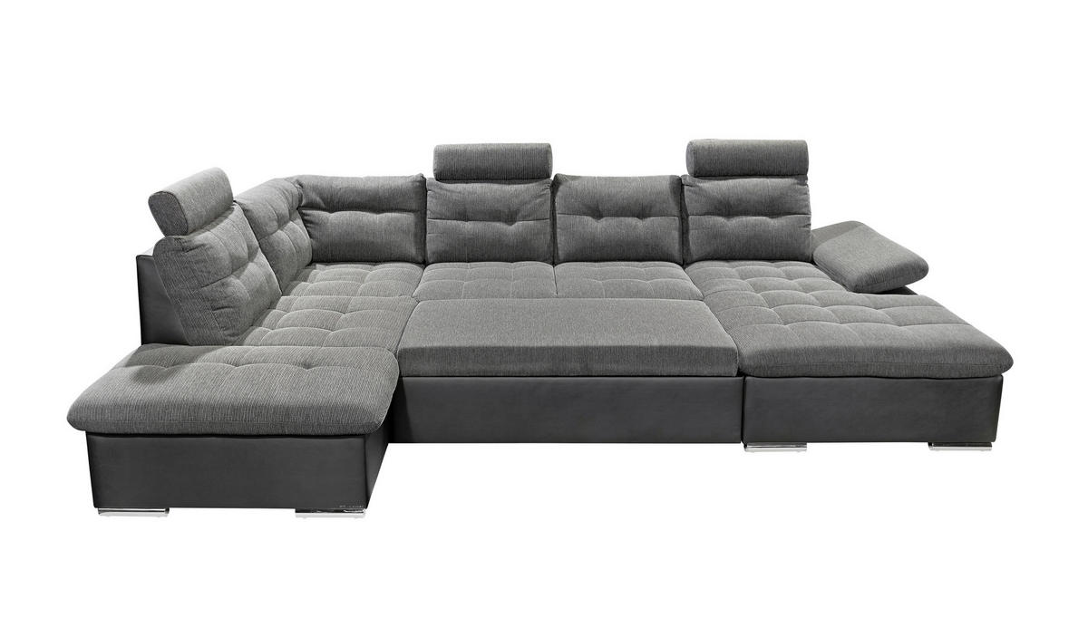 SEDACIA SÚPRAVA, textil, sivá, čierna - čierna/sivá, Design, textil/plast (218/324/170cm) - MID.YOU
