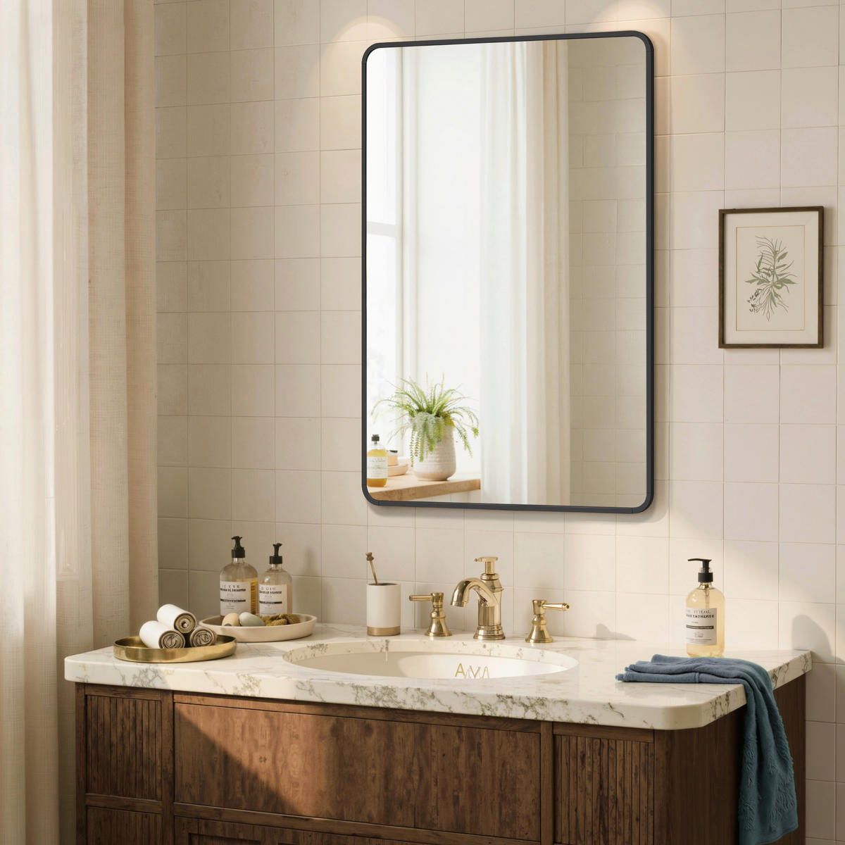 BADEZIMMERSPIEGEL 61/91/1,3 cm  - Schwarz, Trend, Glas/Metall (61/91/1,3cm) - Boxxx