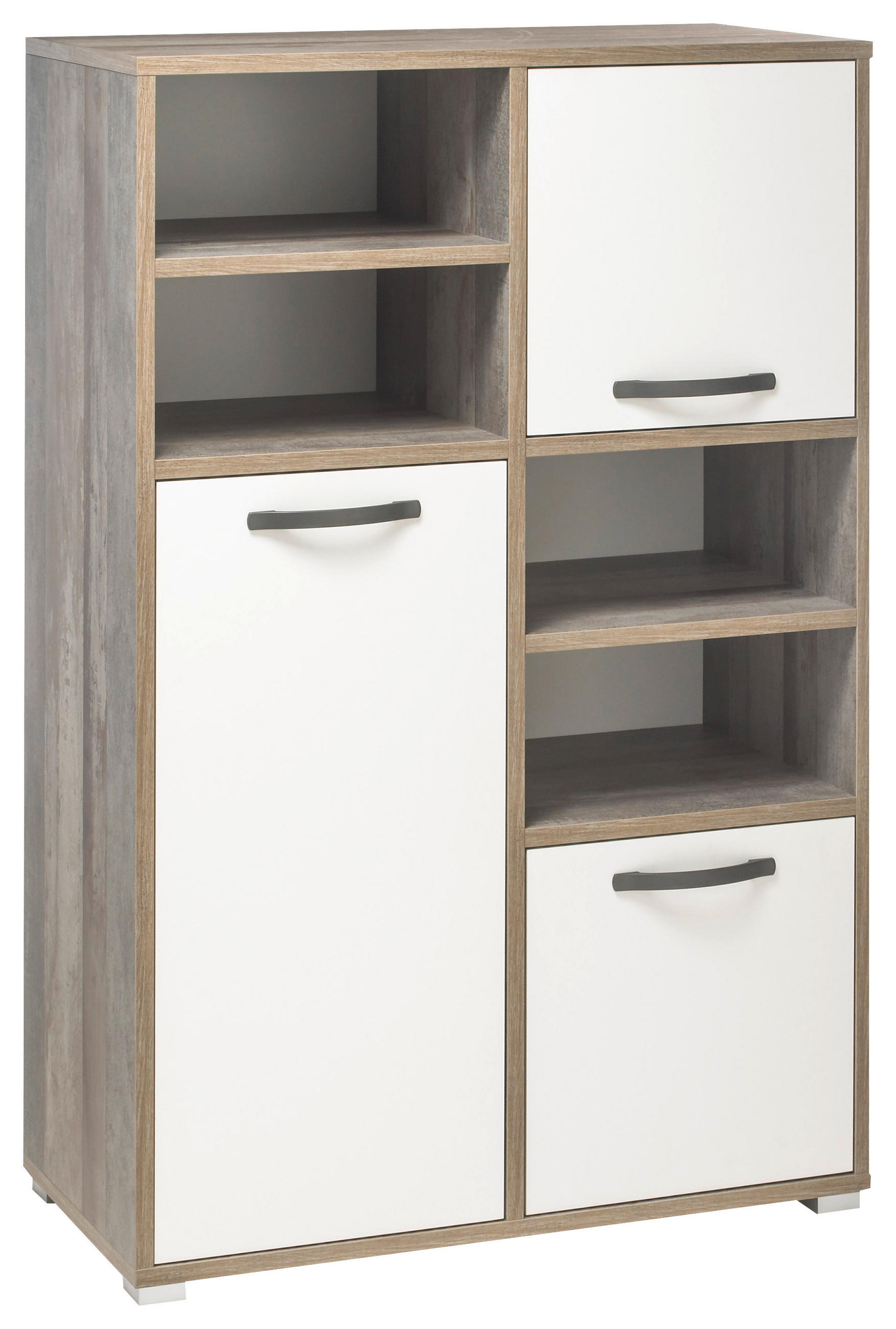 VISOKA KOMODA, naravne barve, bela - srebrne barve/bela, Konvencionalno, umetna masa/leseni material (95/146/46cm) - Carryhome