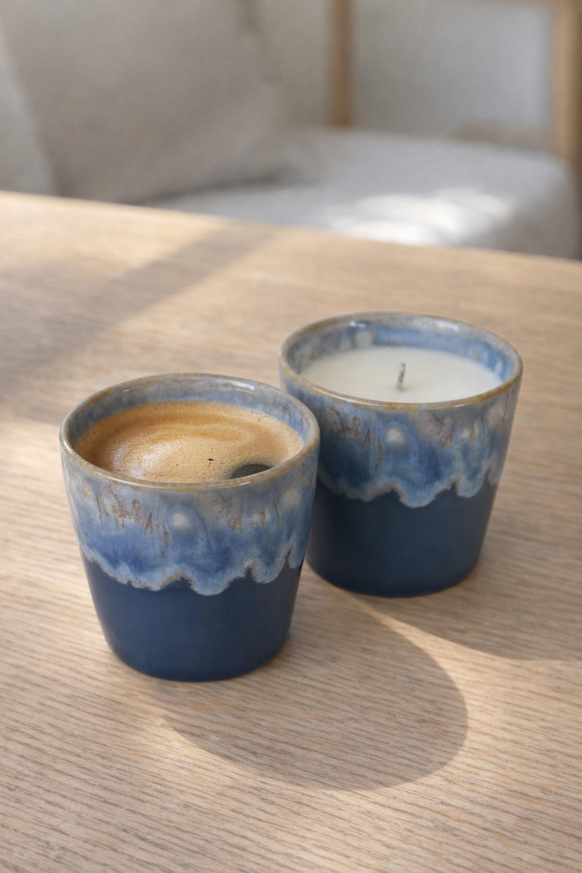 KERZE IM ESPRESSOBECHER - SET - Dunkelblau, Basics, Naturmaterialien/Keramik (0,07l) - Costa Nova