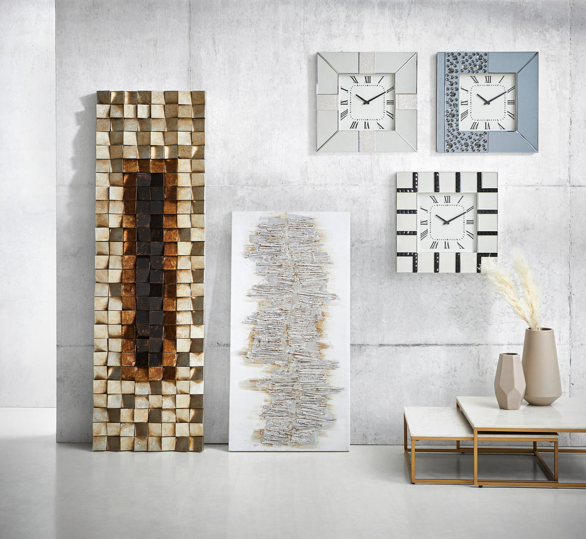 OBJEKTBILD Abstraktes 180/55 cm  - Silberfarben/Goldfarben, Design, Holz/Kunststoff (180/55cm) - Monee