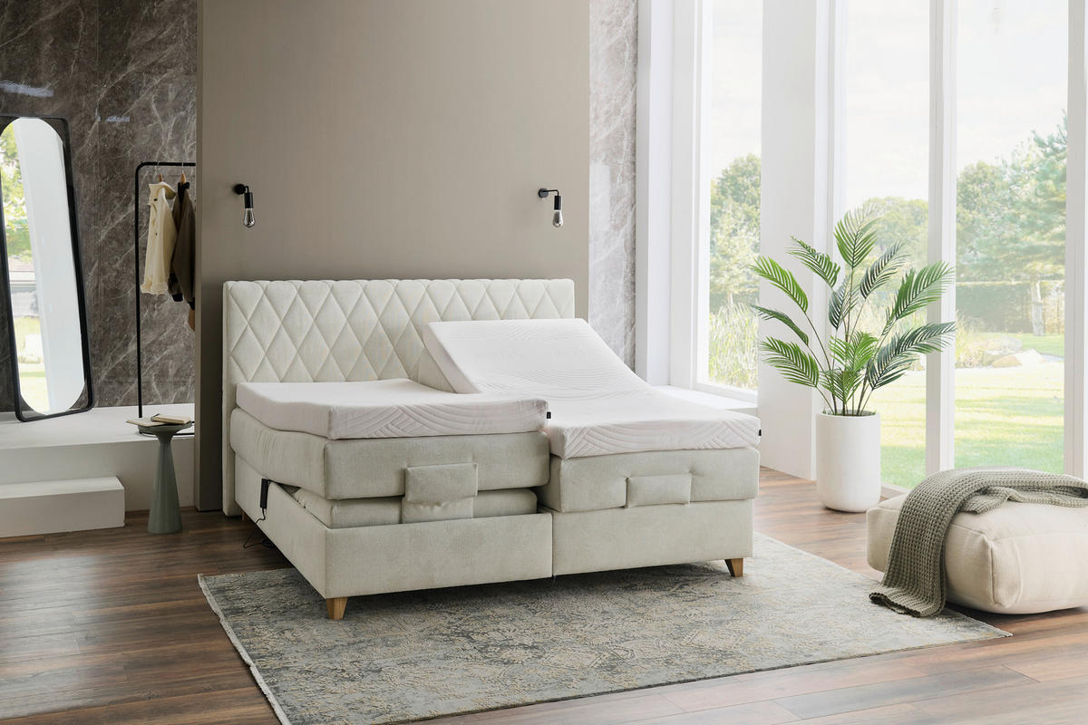 BOXSPRINGBETT 200/200 cm  Naturfarben  - Naturfarben, Modern, Holz/Textil (200/200cm) - Hukla