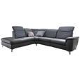 ECKSOFA Anthrazit Echtleder  - Chromfarben/Anthrazit, KONVENTIONELL, Leder/Metall (242/289cm) - Cantus