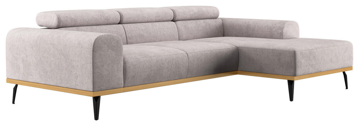 ECKSOFA Grau Mikrofaser  - Schwarz/Grau, KONVENTIONELL, Textil/Metall (244/157cm) - Cotta