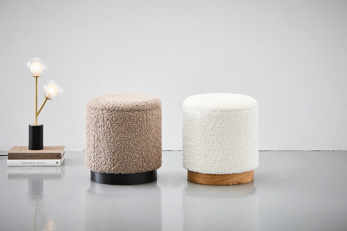 POUF in Creme Textil, Holzwerkstoff Creme  - Creme/Weiß, Design, Holzwerkstoff/Textil (38/42/38cm) - MID.YOU
