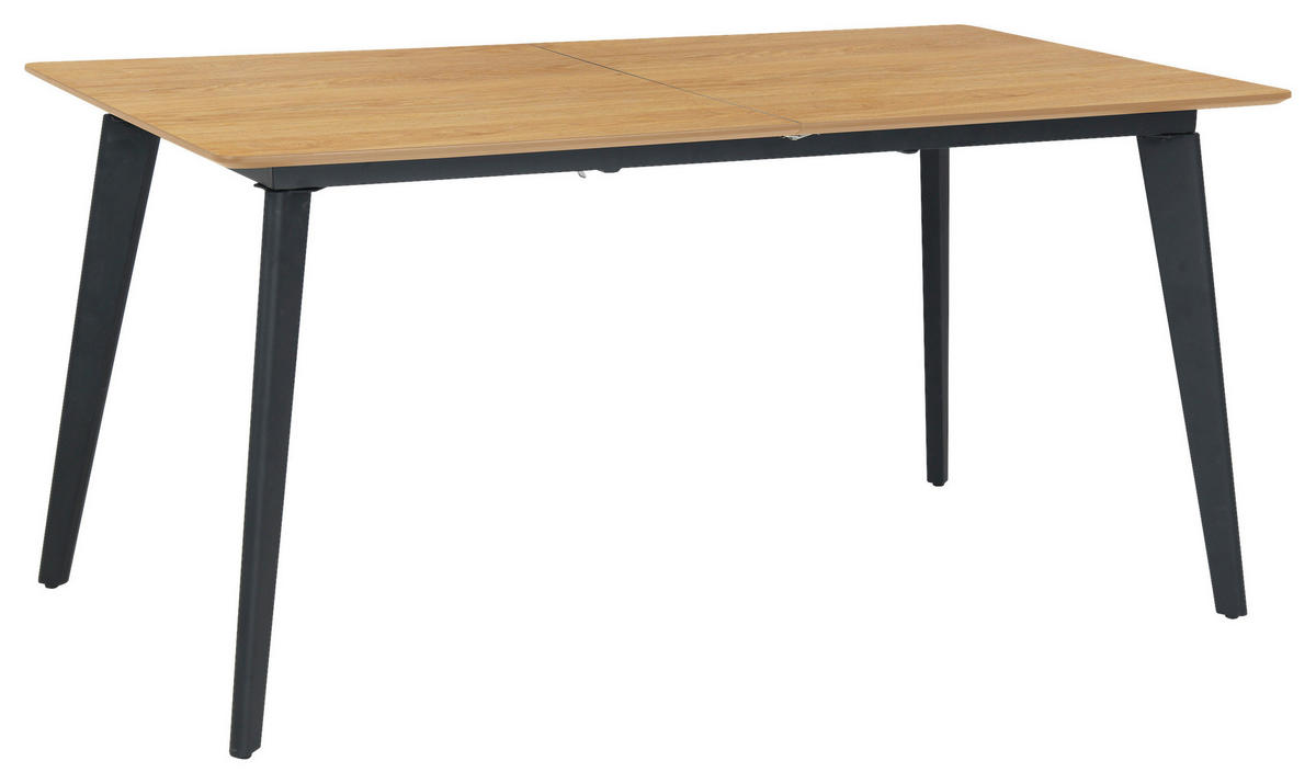 AUSZIEHTISCH Schwarz, Eichefarben rechteckig  ausziehbar  - Eichefarben/Schwarz, Design, Holzwerkstoff/Metall (160-200/90/76cm) - MID.YOU