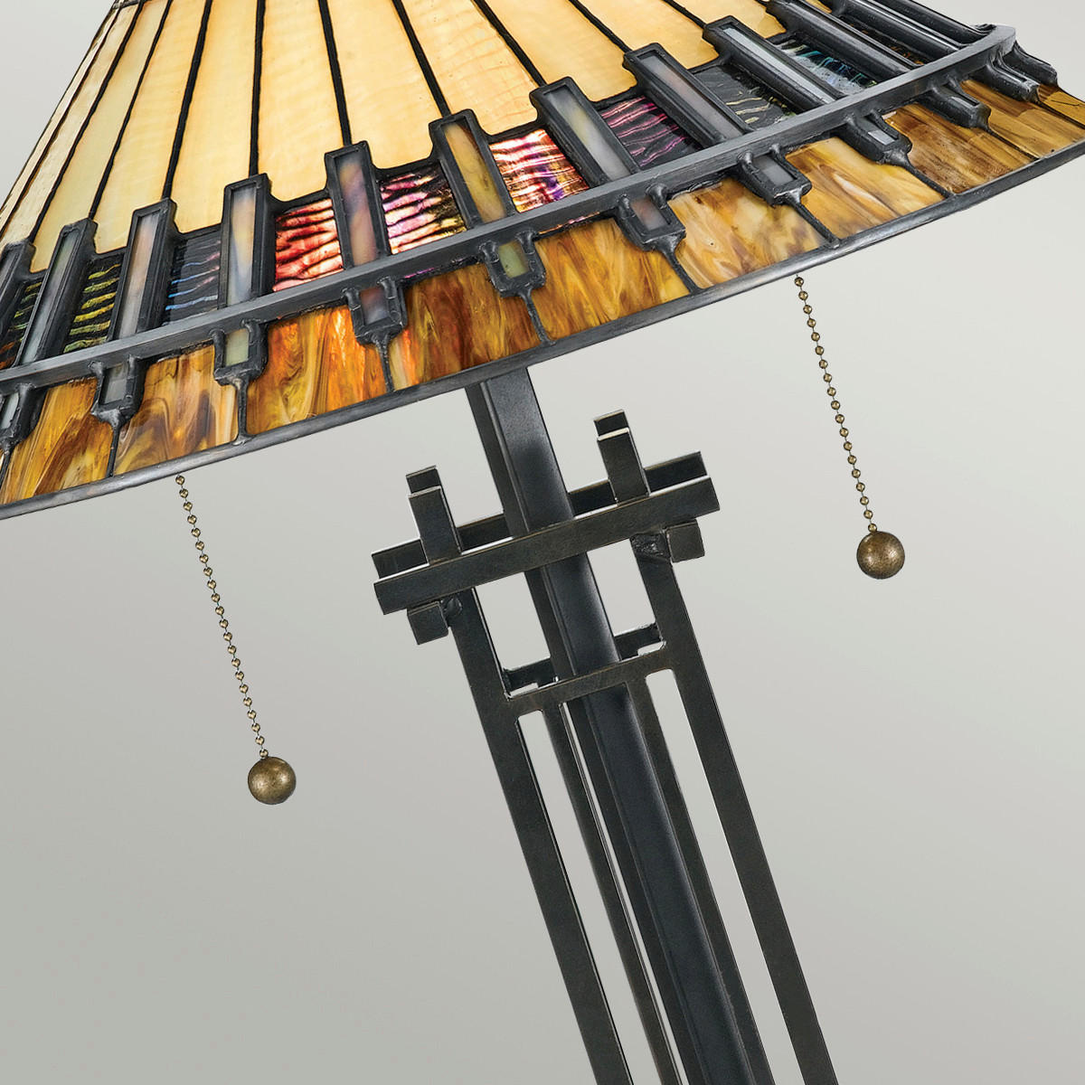 TISCHLEUCHTE 39.4/57,2 cm   - Dunkelbraun/Multicolor, KONVENTIONELL, Glas/Metall (39.4/57,2cm) - Elstead Lighting