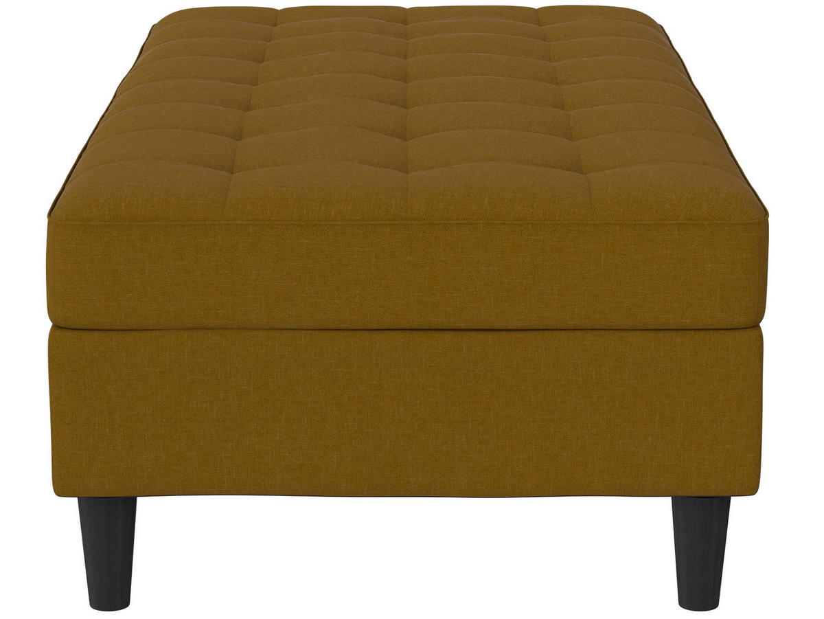 HOCKER PALERMO Webstoff, Leinenoptik Currygelb  - Currygelb/Schwarz, Basics, Kunststoff/Textil (130/43/69cm) - Livetastic