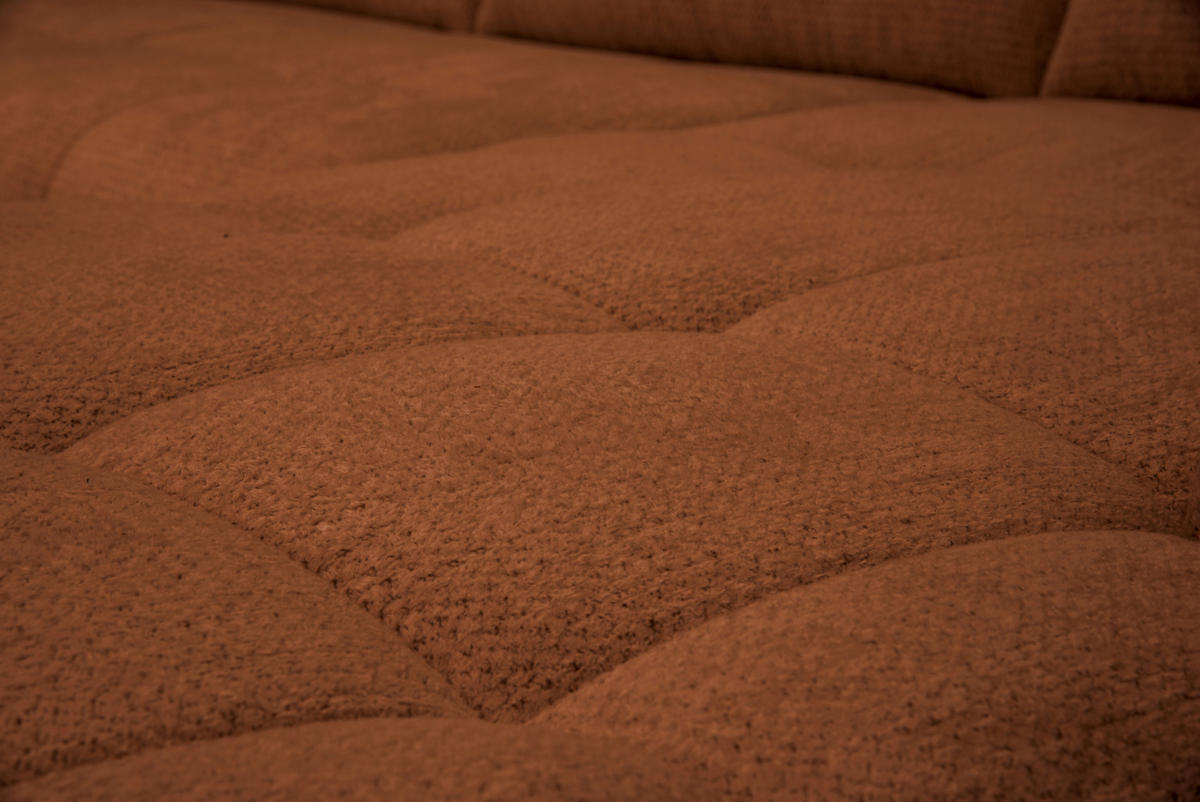 ECKSOFA Dunkelorange Chenille Armlehnenkissen, Rücken echt, Sitztiefenverstellung  - Dunkelorange/Schwarz, KONVENTIONELL, Textil/Metall (313/215cm) - Hom`in