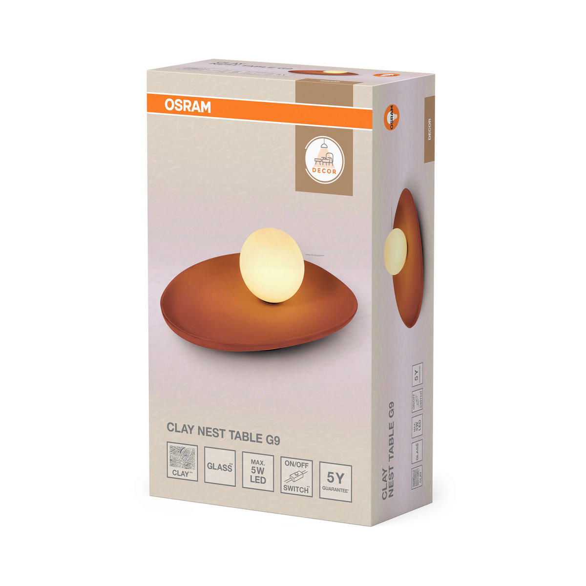 TISCHLEUCHTE 32.5/24/13.5 cm   - Braun, Basics, Glas/Stein (32.5/24/13.5cm) - Osram
