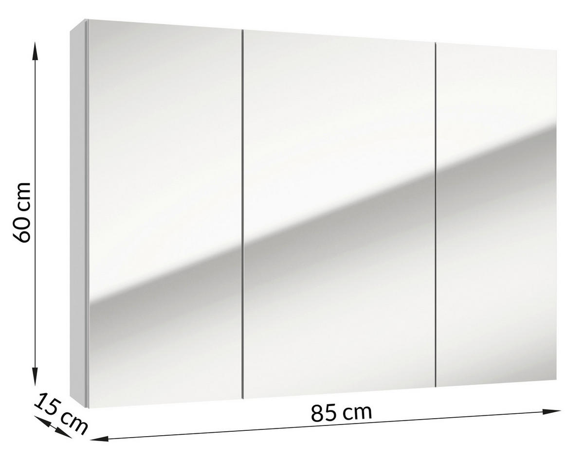 SPIEGELSCHRANK 85/60/15 cm  - Eichefarben/Erlefarben, KONVENTIONELL, Glas/Holzwerkstoff (85/60/15cm) - MID.YOU