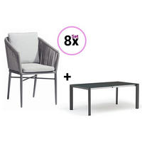 GARTENSET 9-teilig  - Anthrazit/Grau, MODERN, Glas/Textil (246/74/100cm) - Acamp