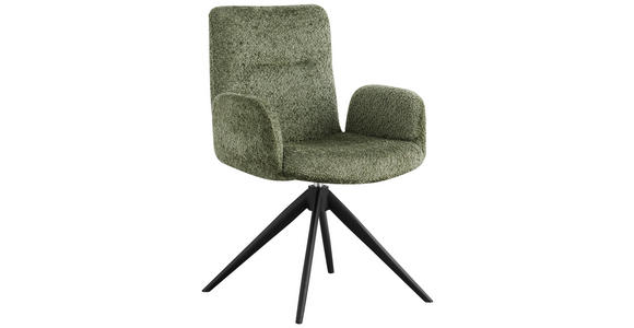 ARMLEHNSTUHL  Sitzfläche 360° drehbar Webstoff  - Waldgrün/Schwarz, Design, Textil/Metall (57/90/64cm) - Novel