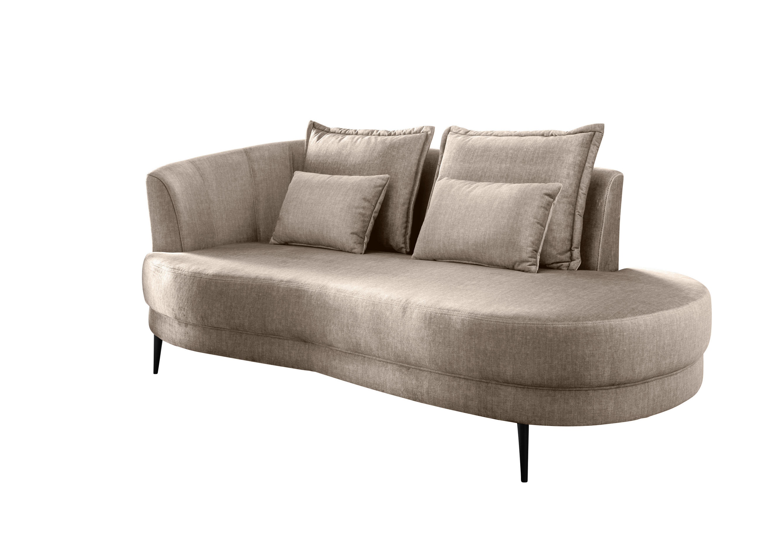 OTTOMANE Velours Beige  - Beige/Schwarz, MODERN, Textil/Metall (211/85/101cm) - Livetastic