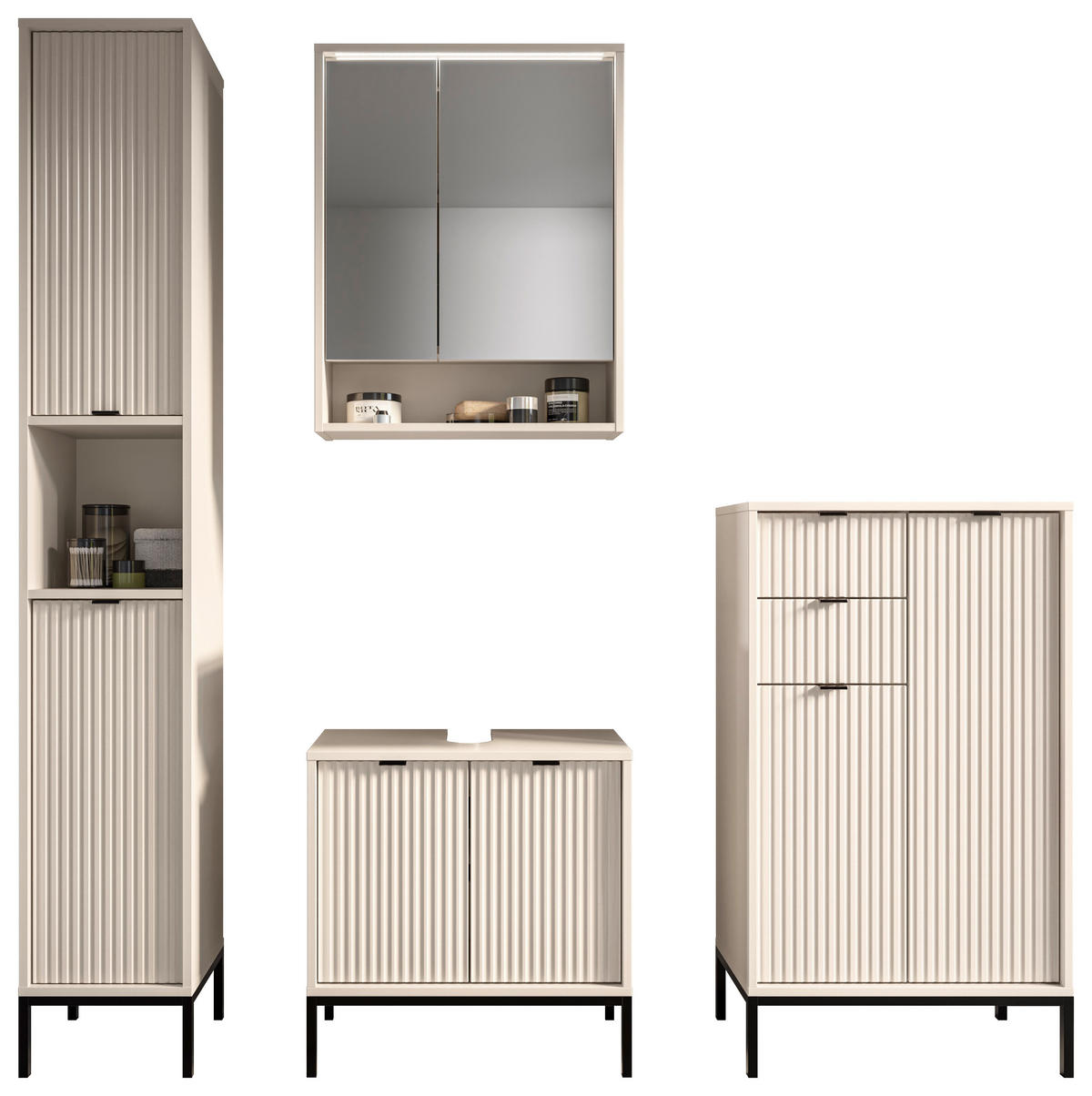 HIGHBOARD  in 60/106/32 cm  - Kaschmir/Schwarz, MODERN, Holzwerkstoff/Metall (60/106/32cm) - MID.YOU