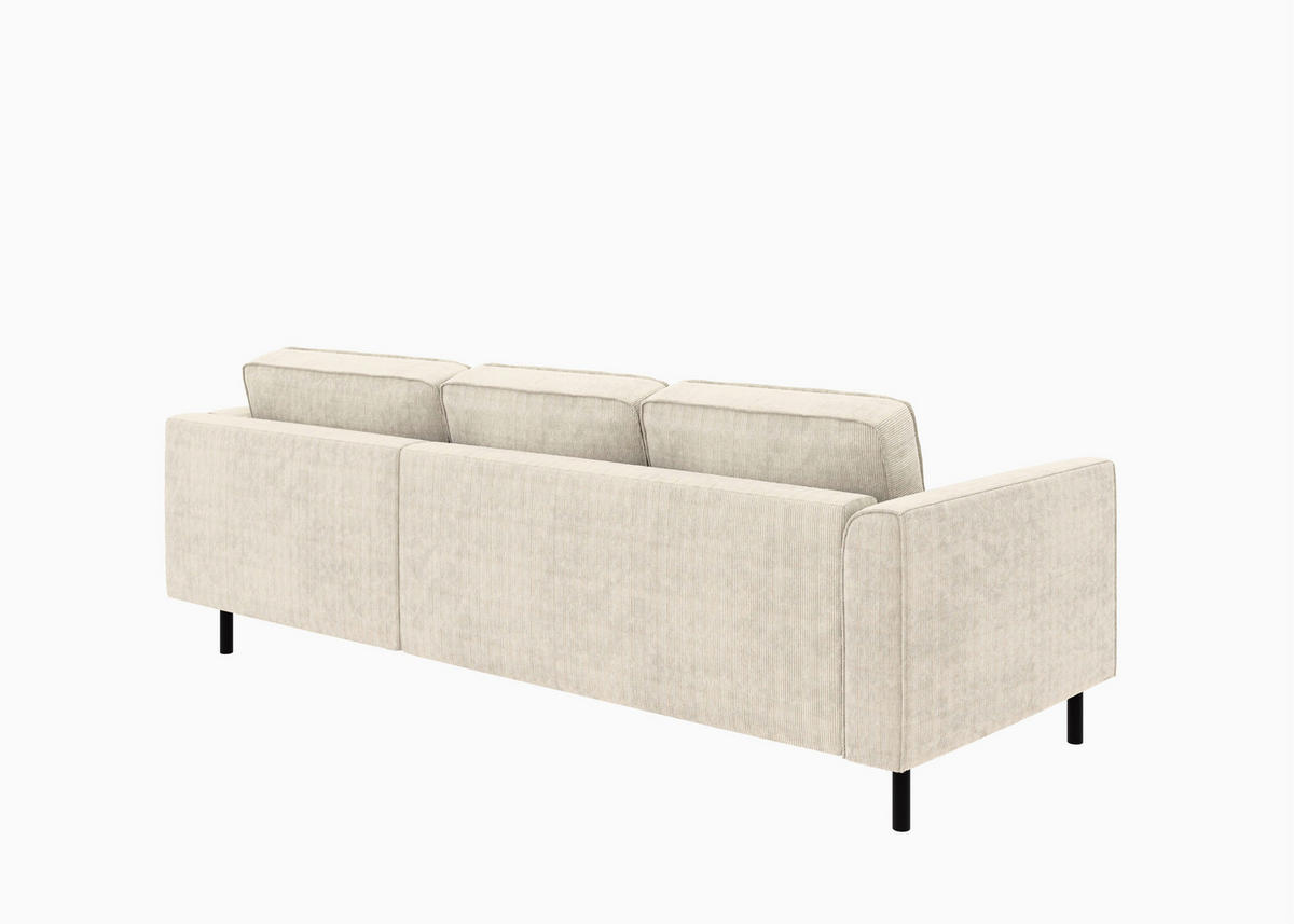 ECKSOFA in Cord Creme  232/161 cm  - Creme/Schwarz, MODERN, Textil/Metall (232/161cm) - Trendmanufaktur