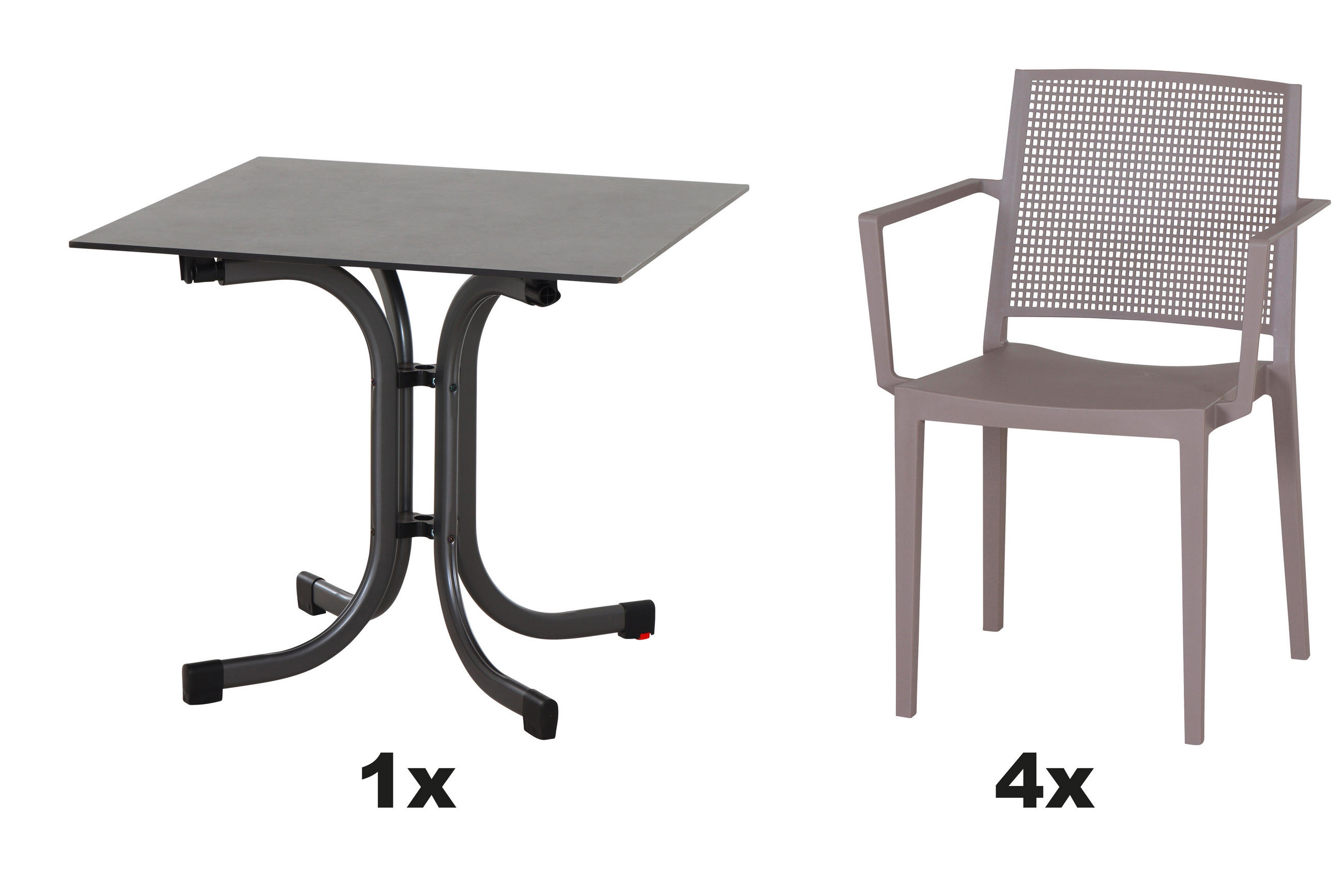 GARTENGARNITUR 5-teilig  - Taupe, Basics, Holzwerkstoff/Kunststoff (80/80/80cm) - Siena Garden