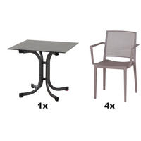 GARTENGARNITUR 5-teilig Stahl  - Taupe, Basics, Kunststoff/Metall (80/80/80cm) - Siena Garden