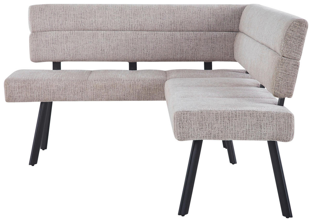 ECKBANK Metall, Textil Beige  - Beige/Schwarz, Konventionell, Textil/Metall (150/190cm) - MID.YOU