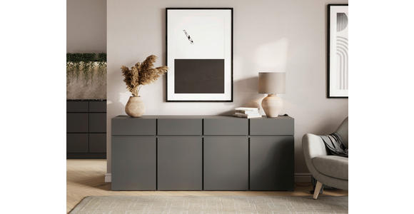 SIDEBOARD  200/79,6/39,8 cm 4 Schublade(n)  - Anthrazit/Schwarz, Design, Holzwerkstoff/Kunststoff (200/79,6/39,8cm) - Xora