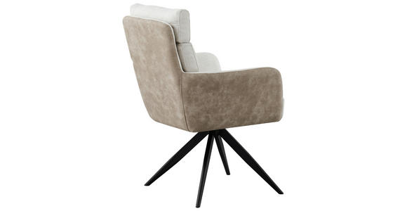 ARMLEHNSTUHL  Sitzfläche 360° drehbar, inklusive Armlehnen Webstoff, Leinenoptik  - Beige/Schwarz, Design, Textil/Metall (60/93/68cm) - Novel