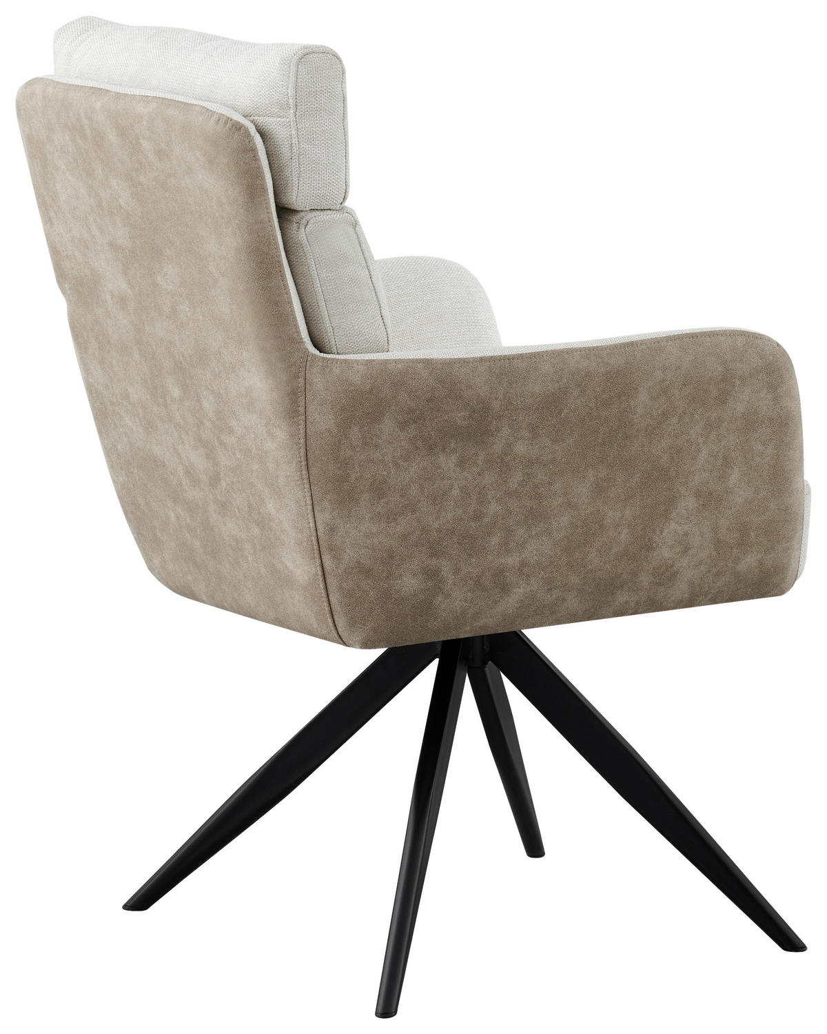 ARMLEHNSTUHL  Sitzfläche 360° drehbar, inklusive Armlehnen Webstoff, Leinenoptik  - Beige/Schwarz, Design, Textil/Metall (60/93/68cm) - Novel