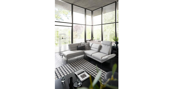 ECKSOFA in Flachgewebe Hellgrau  - Hellgrau/Schwarz, Design, Textil/Metall (212-253/253-321cm) - Dieter Knoll