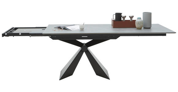 ESSTISCH in Metall, Keramik 180/90/77 cm  - Schwarz/Grau, Design, Keramik/Metall (180/90/77cm) - Dieter Knoll