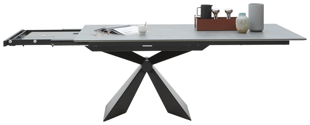 ESSTISCHMetall, Keramik 198/98/78 cm  - Schwarz/Grau, Design, Keramik/Metall (198/98/78cm) - Dieter Knoll