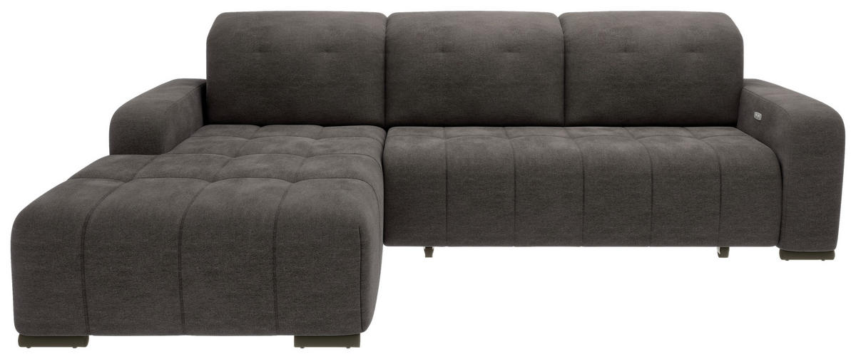 ECKSOFA Mikrofaser Anthrazit  - Anthrazit/Schwarz, Modern, Textil/Metall (292/185cm) - Livetastic