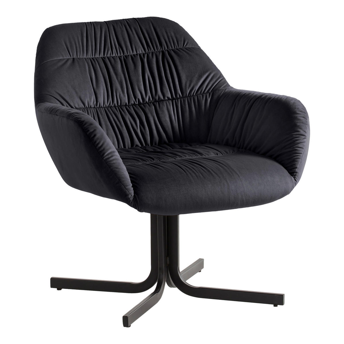 SESSEL in Samt Schwarz  - Schwarz, Design, Textil/Metall (64/74/68cm) - Livetastic