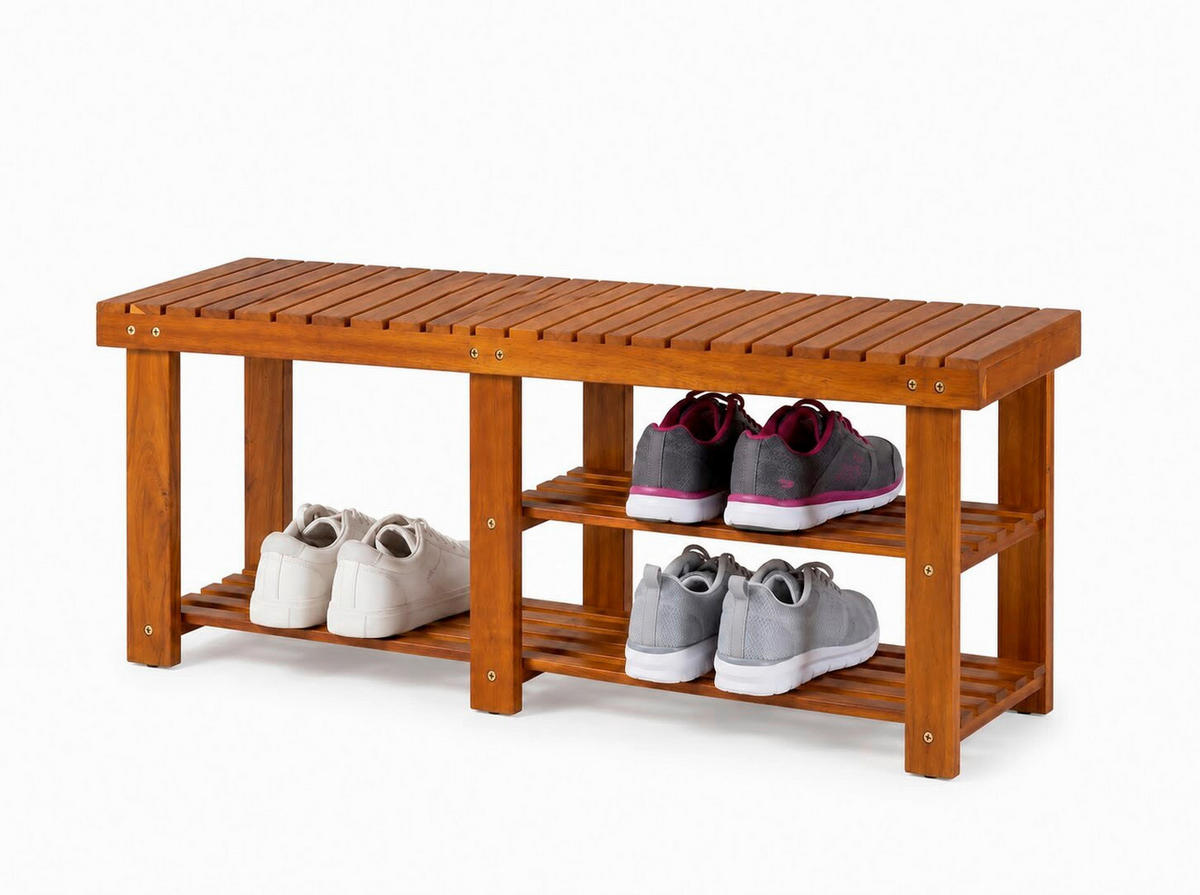 REGÁL NA BOTY, barvy akácie, akácie,  - barvy akácie, Basics, dřevo (50/33/46cm) - Prestige Home