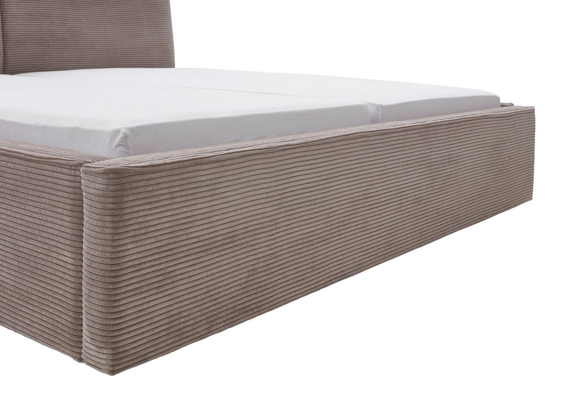 POLSTERBETT Bettkasten, Lattenroste 160/200 cm  in Taupe  - Taupe/Birkefarben, Design, Holz/Textil (160/200cm) - Boxxx